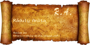 Ráduly Anita névjegykártya